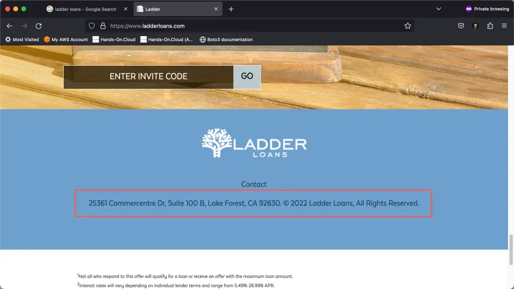 Ladder Loans - Company address