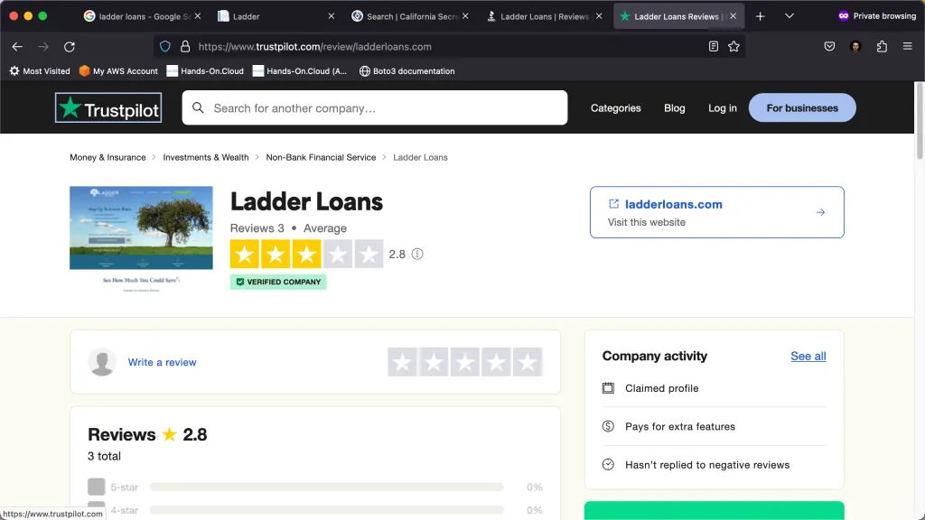 Ladder Loans - Trustpilot reviews