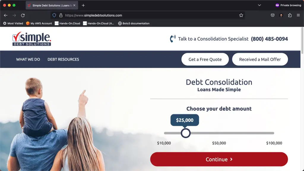 Simple Debt Solutions - Platform website
